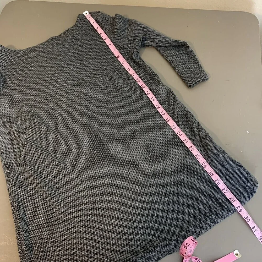 J. Jill Ponte Knit Tunic Top Womens Size M Gray Herringbone Boat Neck 3/4 Sleeve